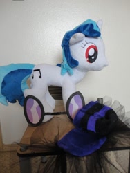 Size: 480x640 | Tagged: safe, artist:snow-in-wonderland, dj pon-3, vinyl scratch, irl, photo, plushie, saddle, solo