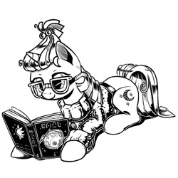 Size: 990x990 | Tagged: safe, artist:lexx2dot0, artist:maytee, moondancer, pony, unicorn, book, glasses, solo