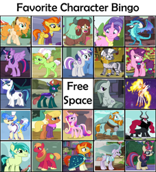 Size: 948x1043 | Tagged: safe, edit, edited screencap, screencap, auntie applesauce, big macintosh, cookie crumbles, daybreaker, lord tirek, marble pie, mistmane, moondancer, ms. harshwhinny, pear butter, pharynx, princess cadance, princess ember, rockhoof, sandbar, sapphire shores, shining armor, stormy flare, sugar belle, sunburst, twilight sparkle, twilight sparkle (alicorn), twilight velvet, yona, zecora, alicorn, changedling, changeling, pony, unicorn, bingo, meme, prince pharynx