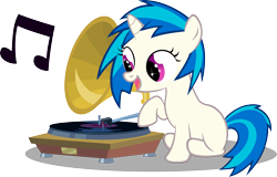 Size: 3108x1990 | Tagged: safe, artist:up1ter, dj pon-3, vinyl scratch, pony, unicorn, blank flank, filly, solo