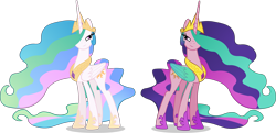 Size: 6249x3028 | Tagged: safe, artist:doctor-g, princess celestia, alicorn, pony, hair over one eye, pinklestia, simple background, smiling, smirk, standing, transparent background, trollestia, vector