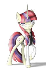 Size: 2456x3880 | Tagged: safe, artist:omnisimon11, moondancer, pony, unicorn, clothes, glasses, jacket, shirt, simple background, solo, transparent background