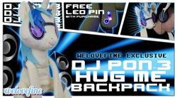 Size: 1028x566 | Tagged: safe, dj pon-3, vinyl scratch, human, pony, backpack, headphones, irl, photo, plushie, welovefine