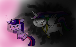 Size: 779x486 | Tagged: safe, princess celestia, twilight sparkle, alicorn, pony, imminent rape, pedobear, princess molestia