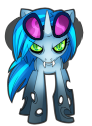 Size: 600x817 | Tagged: dead source, safe, artist:sambragg, dj pon-3, vinyl scratch, changeling, pony, unicorn, changelingified