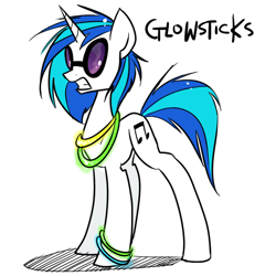 Size: 600x600 | Tagged: safe, artist:nastylady, dj pon-3, vinyl scratch, pony, unicorn, glowstick, solo