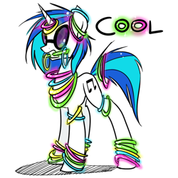 Size: 600x600 | Tagged: safe, artist:nastylady, dj pon-3, vinyl scratch, pony, unicorn, glowstick, solo