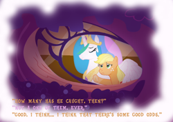 Size: 800x567 | Tagged: safe, artist:kairaven, applejack, princess celestia, alicorn, earth pony, pony, all hallow's night, fanfic