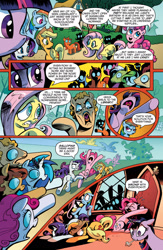 Size: 1040x1600 | Tagged: safe, applejack, dj pon-3, fluttershy, pinkie pie, rainbow dash, rarity, twilight sparkle, vinyl scratch, earth pony, pegasus, pony, unicorn, the return of queen chrysalis, spoiler:comic, comic, invasion of the body snatchers, issue 1, official, preview