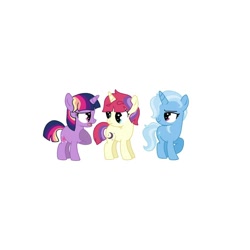 Size: 1000x1000 | Tagged: safe, artist:cherrieberrie3, moondancer, trixie, twilight sparkle, alternate universe, female, filly