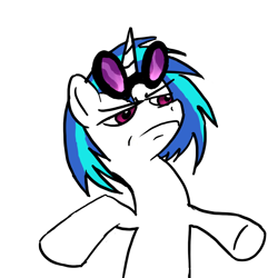 Size: 1000x1000 | Tagged: safe, artist:mindofnoodles, dj pon-3, vinyl scratch, pony, unicorn, close enough, meme, sunglasses