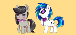 Size: 900x417 | Tagged: safe, artist:eseti, dj pon-3, octavia melody, vinyl scratch, earth pony, pony, unicorn, female, lesbian, pouting, scratchtavia, shipping