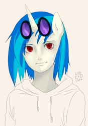 Size: 700x1000 | Tagged: safe, artist:efd, dj pon-3, vinyl scratch, anthro, human facial structure