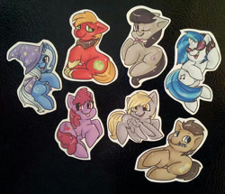 Size: 570x490 | Tagged: safe, berry punch, berryshine, big macintosh, derpy hooves, dj pon-3, doctor whooves, octavia melody, trixie, vinyl scratch, earth pony, pegasus, pony, unicorn, :p, berrybetes, chibi, cute, cutie mark, derpabetes, diatrixes, doctorbetes, female, hooves, horn, irl, macabetes, magnet, male, mare, merchandise, mouth hold, photo, raised hoof, smiling, stallion, tavibetes, tongue out, vinylbetes, wink