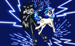 Size: 953x584 | Tagged: safe, artist:therainbowlum, dj pon-3, vinyl scratch, human, crossover, milky way and the galaxy girls, pluto (planet)