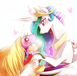 Size: 764x754 | Tagged: safe, artist:missaka, princess celestia, alicorn, pony, adventure time, crossover, crossover shipping, female, lady rainicorn, lesbian, shipping