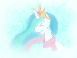 Size: 800x600 | Tagged: safe, artist:rosewhistle, princess celestia, alicorn, pony, clothes, scarf, solo