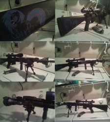 Size: 638x709 | Tagged: safe, dj pon-3, vinyl scratch, airsoft, ar15, custom, gun, gunified, irl, m16, my little arsenal, rifle