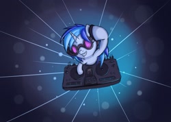 Size: 1805x1287 | Tagged: safe, artist:maxtaka, dj pon-3, vinyl scratch, pony, unicorn, headphones, solo