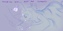 Size: 1280x640 | Tagged: safe, artist:cold-blooded-twilight, princess celestia, human, bed, blushing