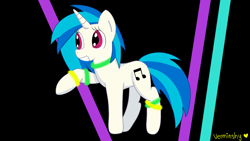 Size: 1920x1080 | Tagged: safe, artist:verminshy, dj pon-3, vinyl scratch, pony, unicorn, dancing, neon, smiling