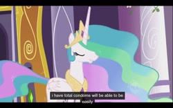 Size: 1280x800 | Tagged: safe, screencap, princess celestia, alicorn, pony, the return of harmony, imminent sex, princess molestia, youtube caption