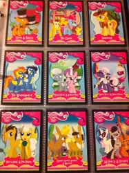 Size: 1936x2592 | Tagged: safe, braeburn, carrot cake, cranky doodle donkey, cup cake, diamond tiara, dj pon-3, doctor whooves, hoity toity, matilda, mayor mare, octavia melody, photo finish, pound cake, pumpkin cake, silver spoon, snails, snips, soarin', spitfire, vinyl scratch, donkey, earth pony, pony, unicorn, card, crankilda, irl, merchandise, photo, trading card