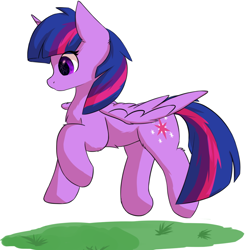 Size: 1024x1024 | Tagged: safe, artist:glazirka, twilight sparkle, twilight sparkle (alicorn), alicorn, pony, female, floating, grass, mare, raised hoof, simple background, solo, white background