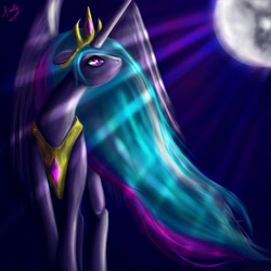 Size: 4724x4724 | Tagged: safe, artist:scully8472, princess celestia, alicorn, pony, absurd resolution, moon, solo