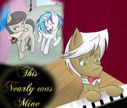 Size: 1000x857 | Tagged: safe, artist:narbevoguel, dj pon-3, frederic horseshoepin, octavia melody, vinyl scratch, earth pony, pony, female, fredtavia, lesbian, male, scratchtavia, shipping, straight