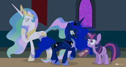 Size: 1500x800 | Tagged: safe, artist:dm29, princess celestia, princess luna, twilight sparkle, alicorn, pony, trio