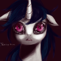 Size: 2000x2000 | Tagged: safe, artist:klalaskaxd, dj pon-3, vinyl scratch, pony, unicorn, creepy, crying, nightmare fuel