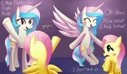 Size: 1280x750 | Tagged: safe, artist:negativefox, fluttershy, princess celestia, alicorn, pegasus, pony, cute, cutelestia, parody, tales of series, tales of vesperia