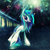 Size: 1500x1500 | Tagged: safe, artist:syntactics, dj pon-3, vinyl scratch, pony, unicorn, glow, rain, solo, train, wet mane