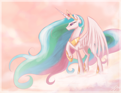 Size: 2000x1538 | Tagged: safe, artist:probablyfakeblonde, princess celestia, alicorn, pony, crown, female, horn, mare, solo