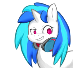 Size: 800x750 | Tagged: safe, artist:ch33zus, dj pon-3, vinyl scratch, pony, unicorn, headphones, smiling