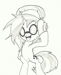 Size: 840x1035 | Tagged: safe, artist:joelashimself, dj pon-3, vinyl scratch, pony, bipedal, headphones, solo