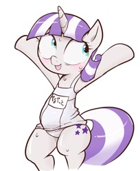 Size: 1131x1383 | Tagged: safe, artist:k-nattoh, twilight velvet, pony, unicorn, chubby, female, mare, school swimsuit, simple background, solo, white background