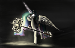 Size: 2333x1500 | Tagged: safe, artist:princesssaros, princess celestia, alicorn, pony, glowing eyes, hammer, solo, thunder hammer, war hammer, warhammer (game), warhammer 40k, warrior celestia, weapon