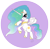 Size: 719x709 | Tagged: safe, artist:lunardawn, princess celestia, alicorn, pony, chibi, female, horn, mare, multicolored mane, solo, white coat