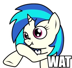 Size: 571x542 | Tagged: safe, artist:echo1077, dj pon-3, vinyl scratch, pony, unicorn, scrunchbow dash, scrunchy face, solo, wat