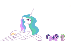 Size: 4113x2660 | Tagged: safe, artist:howlingwind14, princess celestia, spike, twilight sparkle, alicorn, dragon, pony, baby, filly