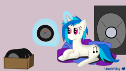 Size: 1920x1080 | Tagged: safe, artist:verminshy, dj pon-3, vinyl scratch, pony, unicorn, angry, magic, record