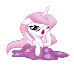 Size: 1200x1066 | Tagged: dead source, safe, artist:zedrin, princess celestia, alicorn, pony, blanket, female, filly, simple background, solo, transparent background, yawn