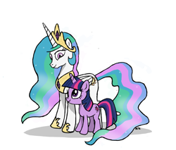 Size: 1824x1552 | Tagged: safe, artist:saturtron, princess celestia, twilight sparkle, alicorn, pony, unicorn, female, mare, simple background, smiling, transparent background