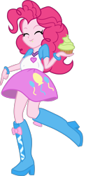 Size: 3634x7382 | Tagged: safe, artist:amoura7447symphony, pinkie pie, equestria girls, belly, chubby, cupcake, food, high res, simple background, solo, transparent background