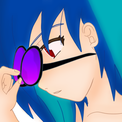 Size: 550x550 | Tagged: safe, artist:danteskitten, dj pon-3, vinyl scratch, clothes, female, glasses, humanized, solo