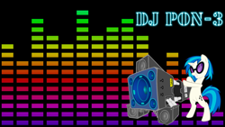 Size: 1920x1080 | Tagged: safe, artist:neodarkwing, dj pon-3, vinyl scratch, pony, unicorn, bass cannon, equalizer, wallpaper