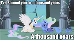 Size: 856x467 | Tagged: safe, princess celestia, princess luna, alicorn, pony, a thousand years, christina perri, parody, song reference