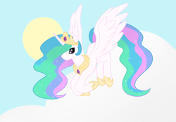 Size: 1366x952 | Tagged: safe, artist:mewglethewolf, princess celestia, alicorn, pony, crown, female, horn, mare, solo